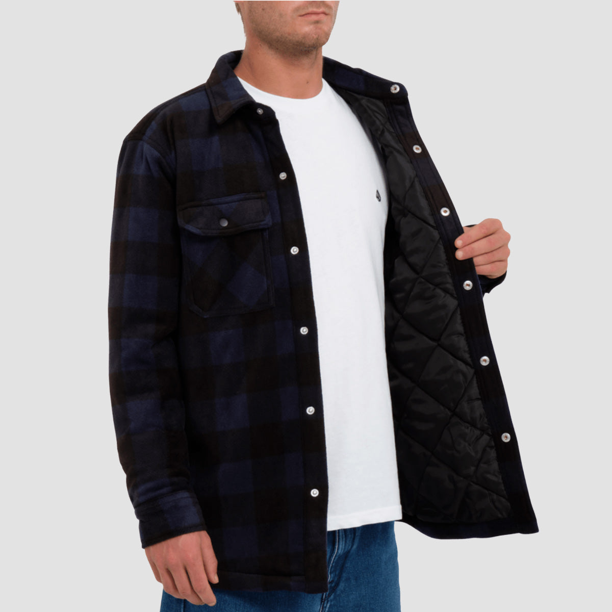 Volcom Bowered Fleece Longsleeve Shirt Jacket Navy