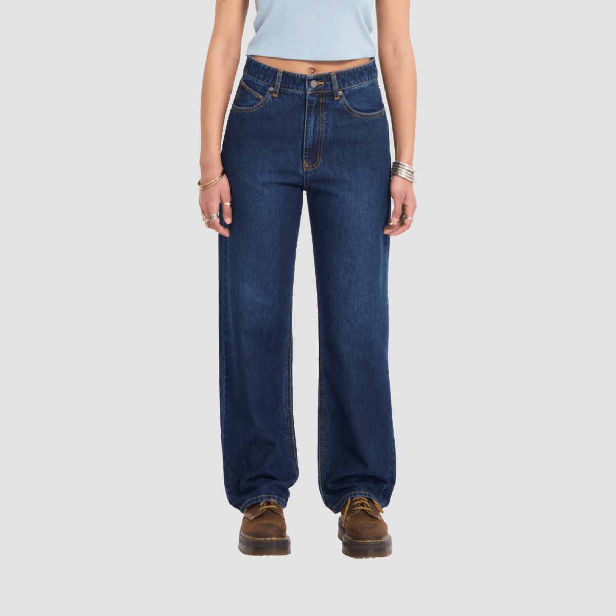 Volcom Daddio Relaxed Fit Jeans Washed Blue - Womens