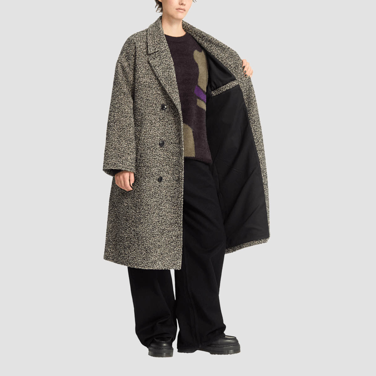 Volcom Eastcoat Coat Black White - Womens