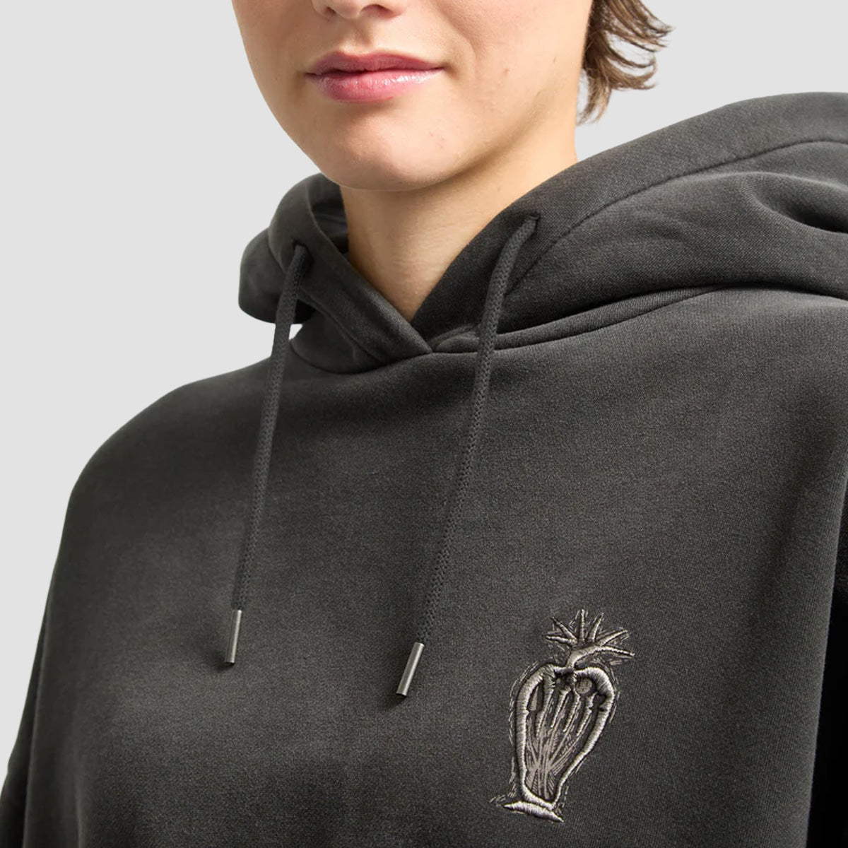 Volcom FA Vaderetro Cropped Pullover Hoodie Vintage Black - Womens