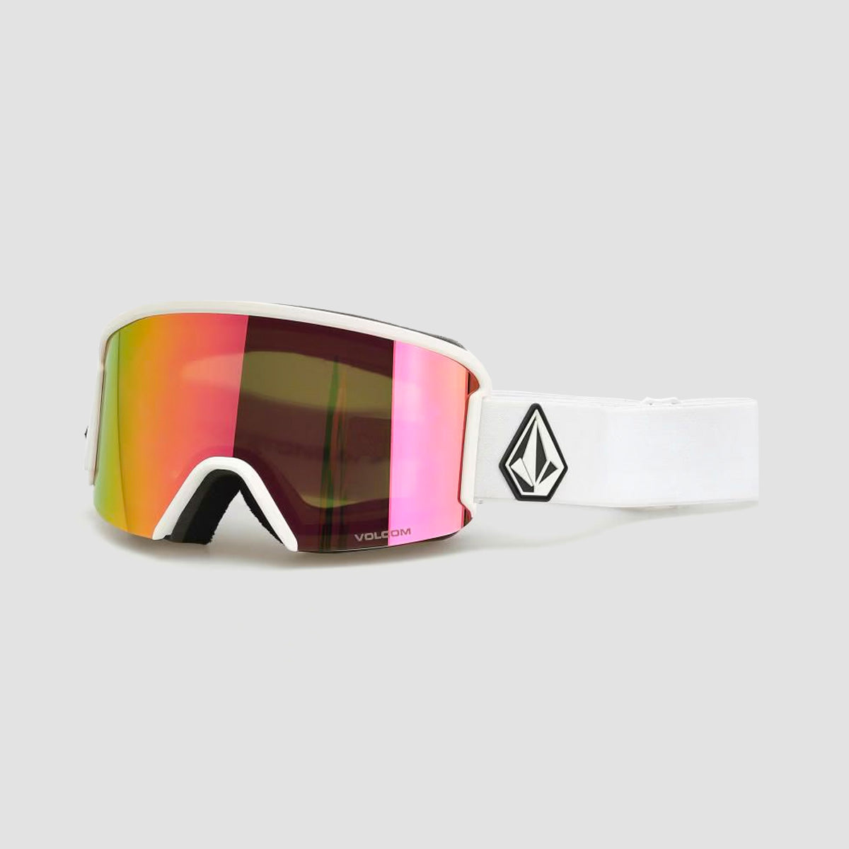 Volcom Garden Snow Goggles Matte White/Pink Chrome + Bonus Lens Yellow