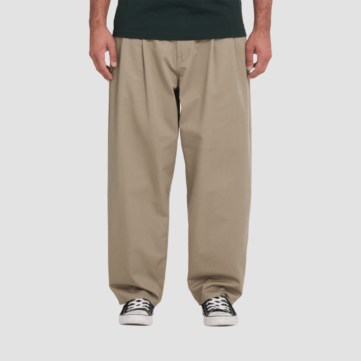 Volcom Holter Pleat Super Loose Chino Pants Khaki