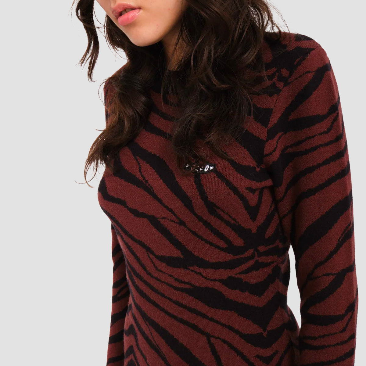 Volcom Howl At The Moon Zebra Dress Bitter Chocolate - Womens