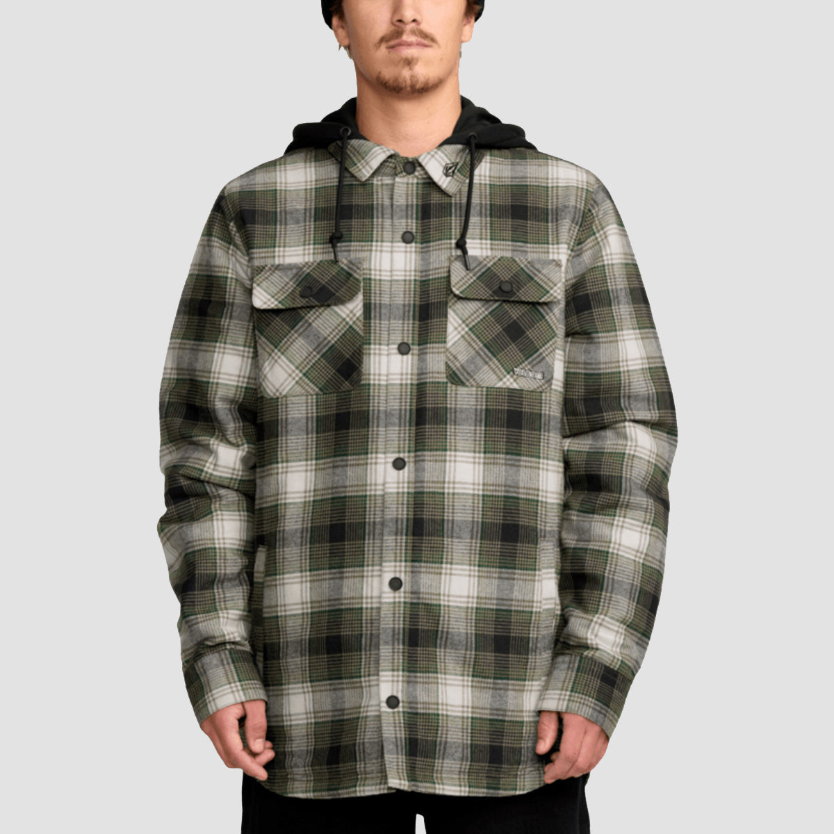 Volcom Kenson Ins Flannel Jacket Black Green