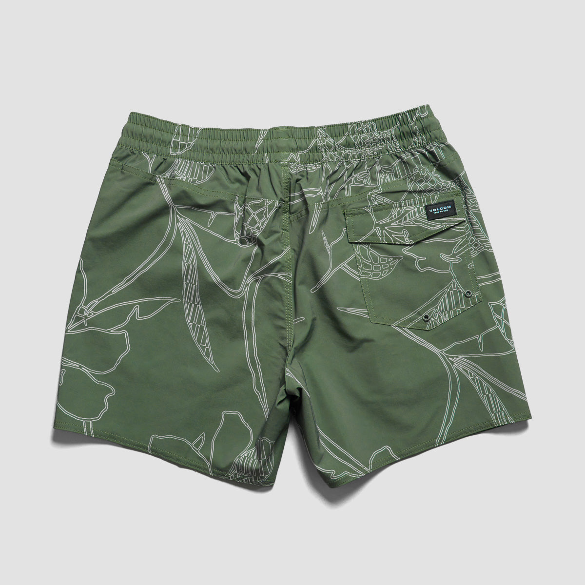 Volcom Lido Print Trunks 16" Boardshorts Light Olive