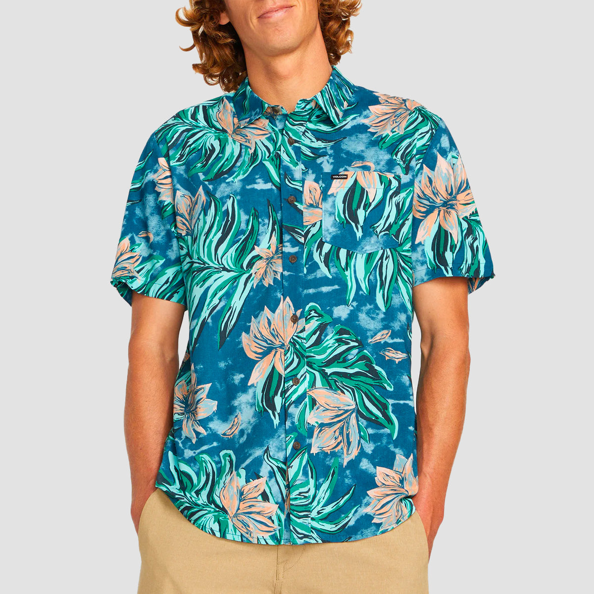 Volcom Marble Floral Short Sleeve Shirt Aged Indigo