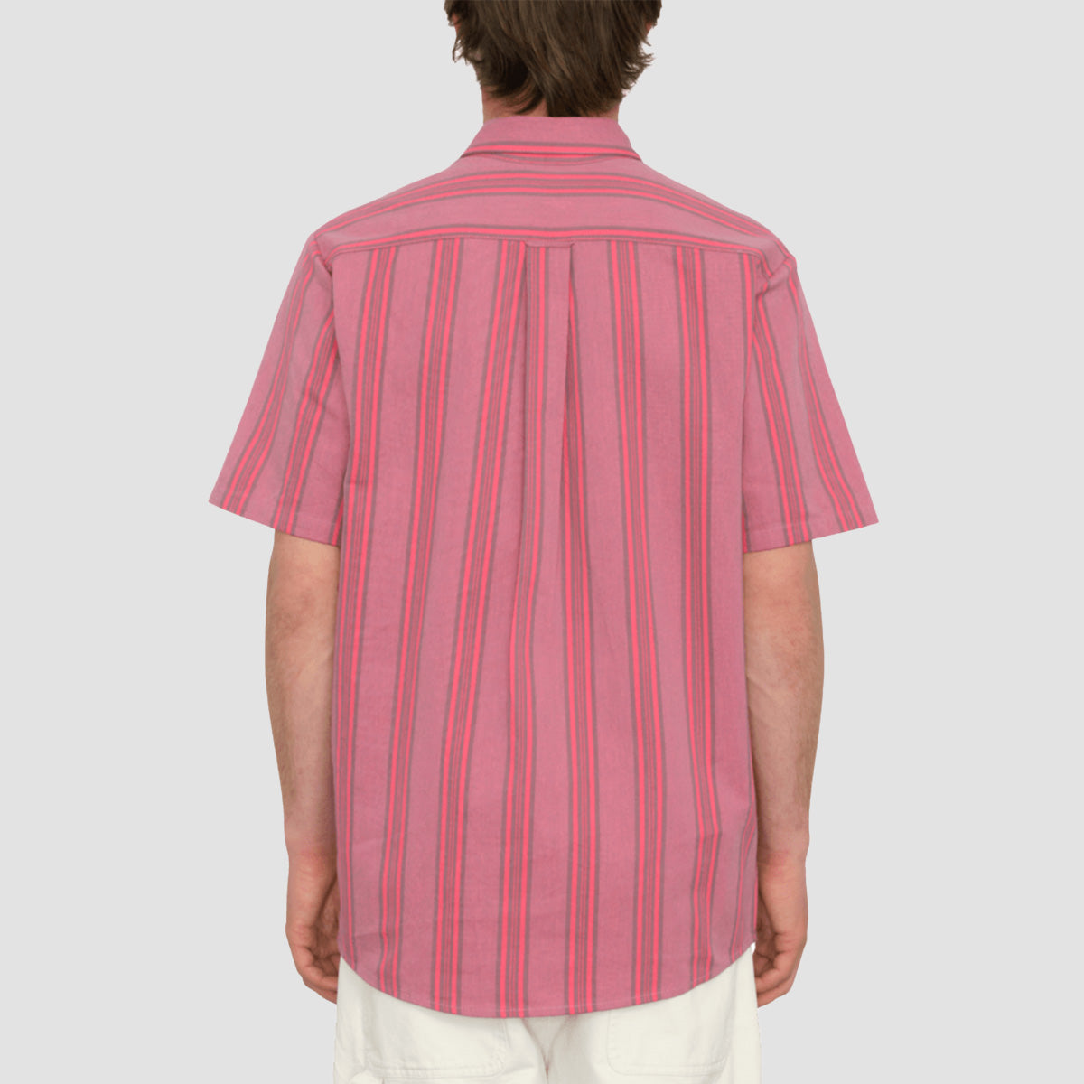Volcom Newbar Stripe Short Sleeve Shirt Washed Ruby