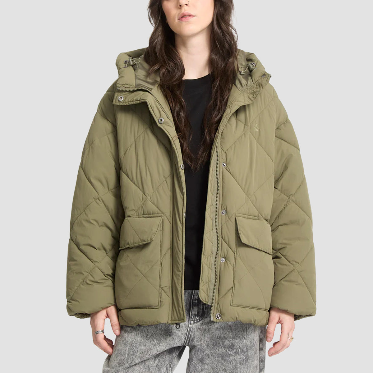 Volcom Out Of Boxy Puff Jacket Wintermoss - Womens