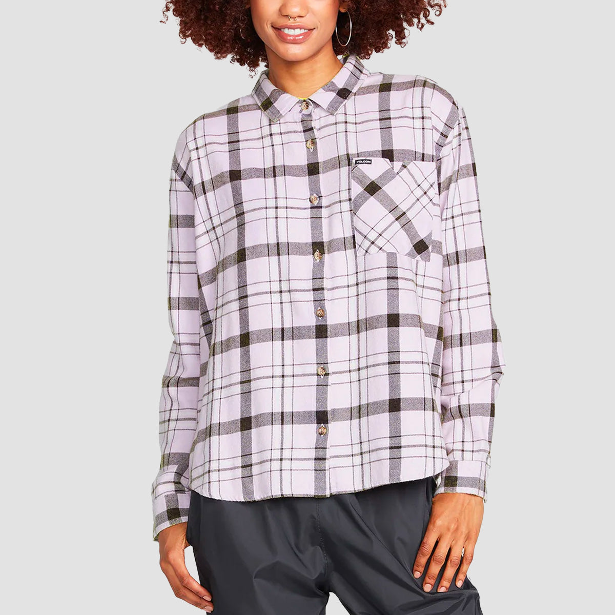 Volcom Plaid To Meet U Longsleeve Shirt Lavender - Womens