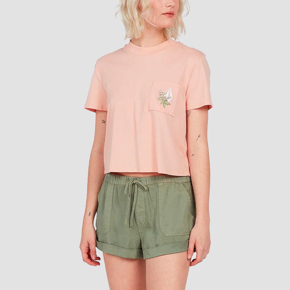 Volcom Pocket Dial T-Shirt Hazey Pink - Womens