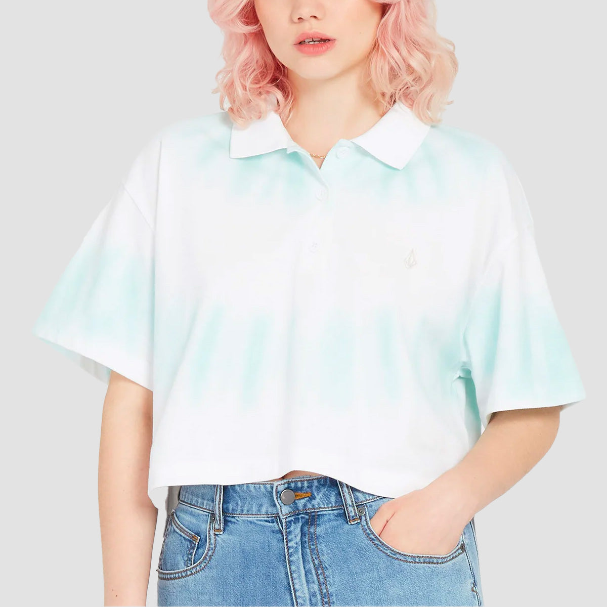 Volcom Pop Ztar Polo Shirt Pale Aqua Womens