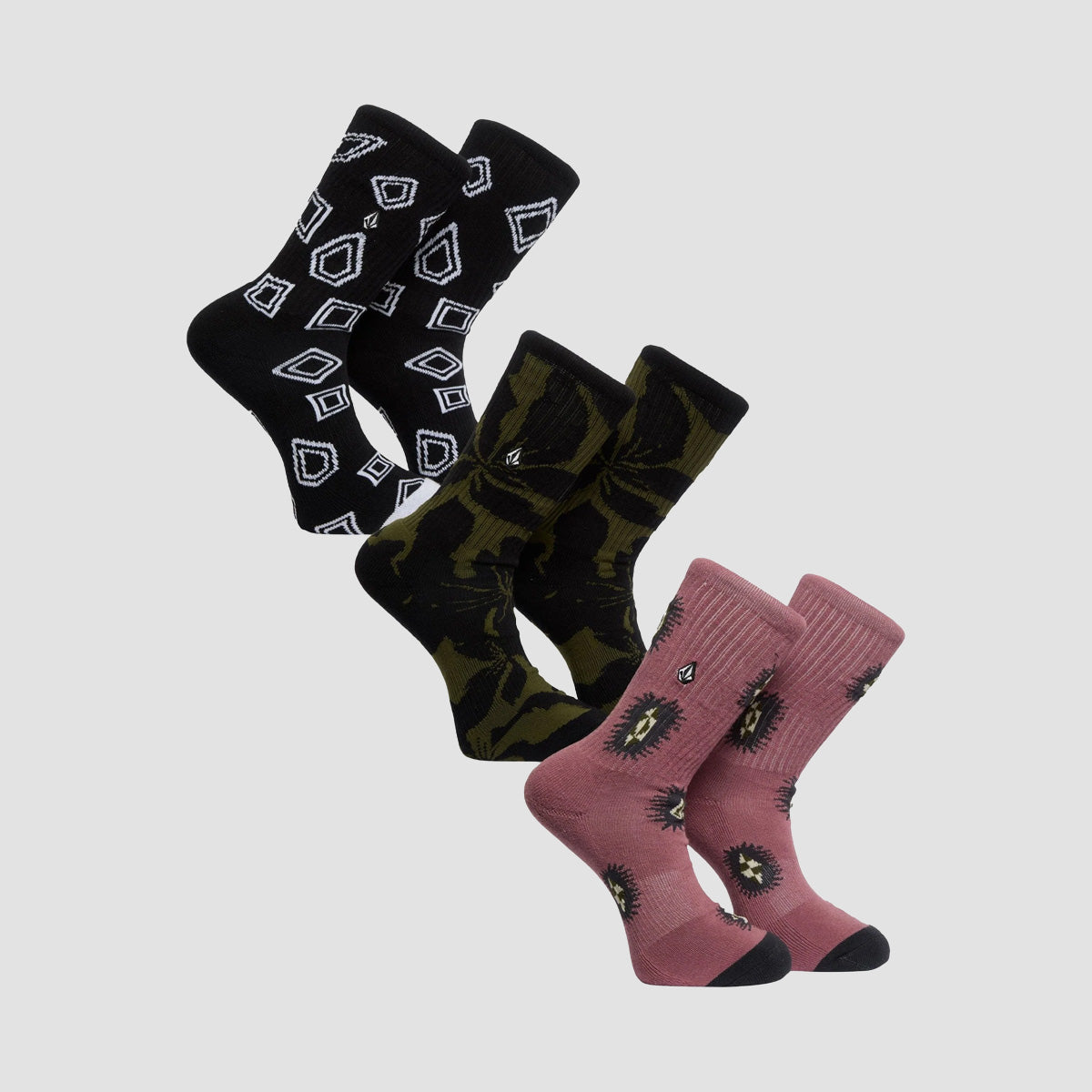 Volcom Print Mixer Socks 3 Pack Multi