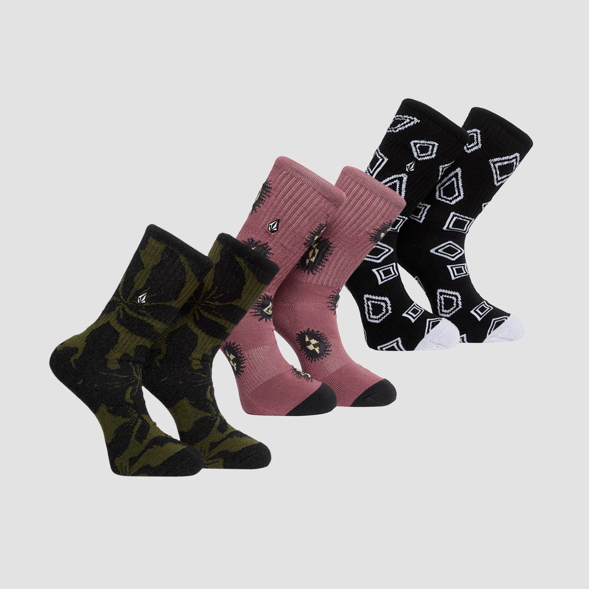Volcom Print Mixer Socks 3 Pack Multi