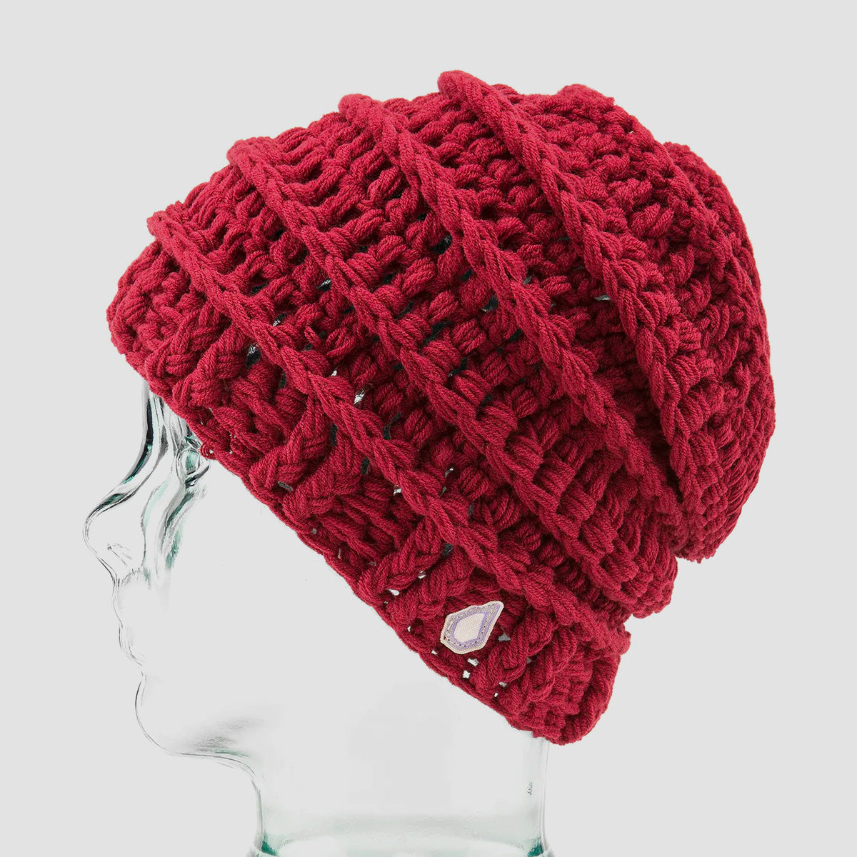 Volcom Rav Crochet Knit Beanie Maroon