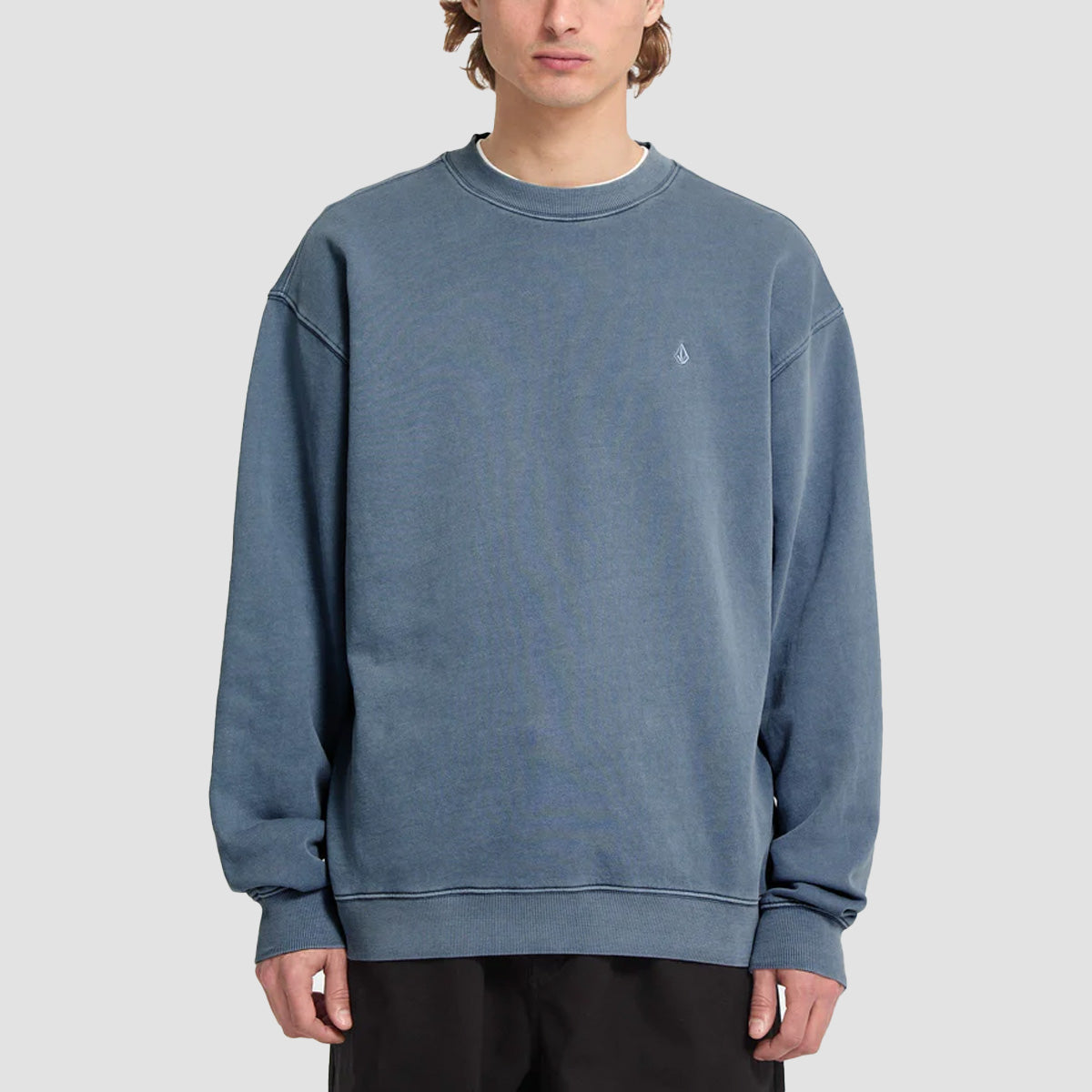 Volcom Single Stone PW Crew Sweatshirt Blue Wash