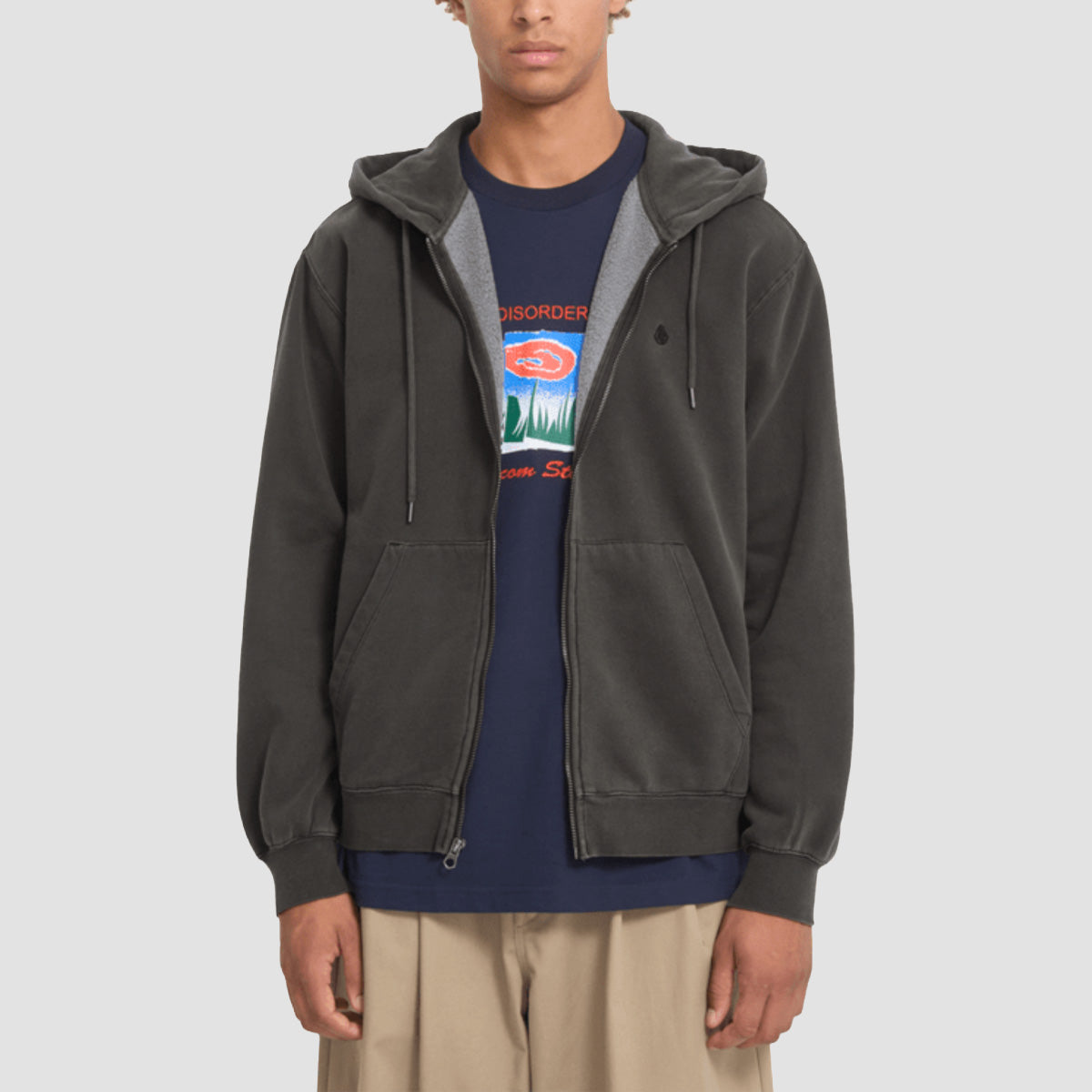 Volcom Single Stone Pw Zip Hoodie Rinsed Black