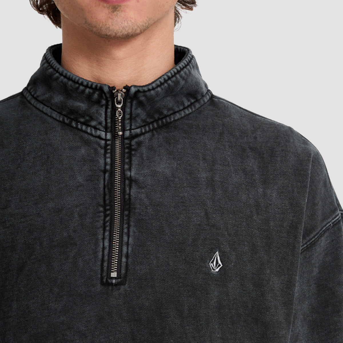 Volcom Single Stone Quarter Zip Sweatshirt Light Acid Black