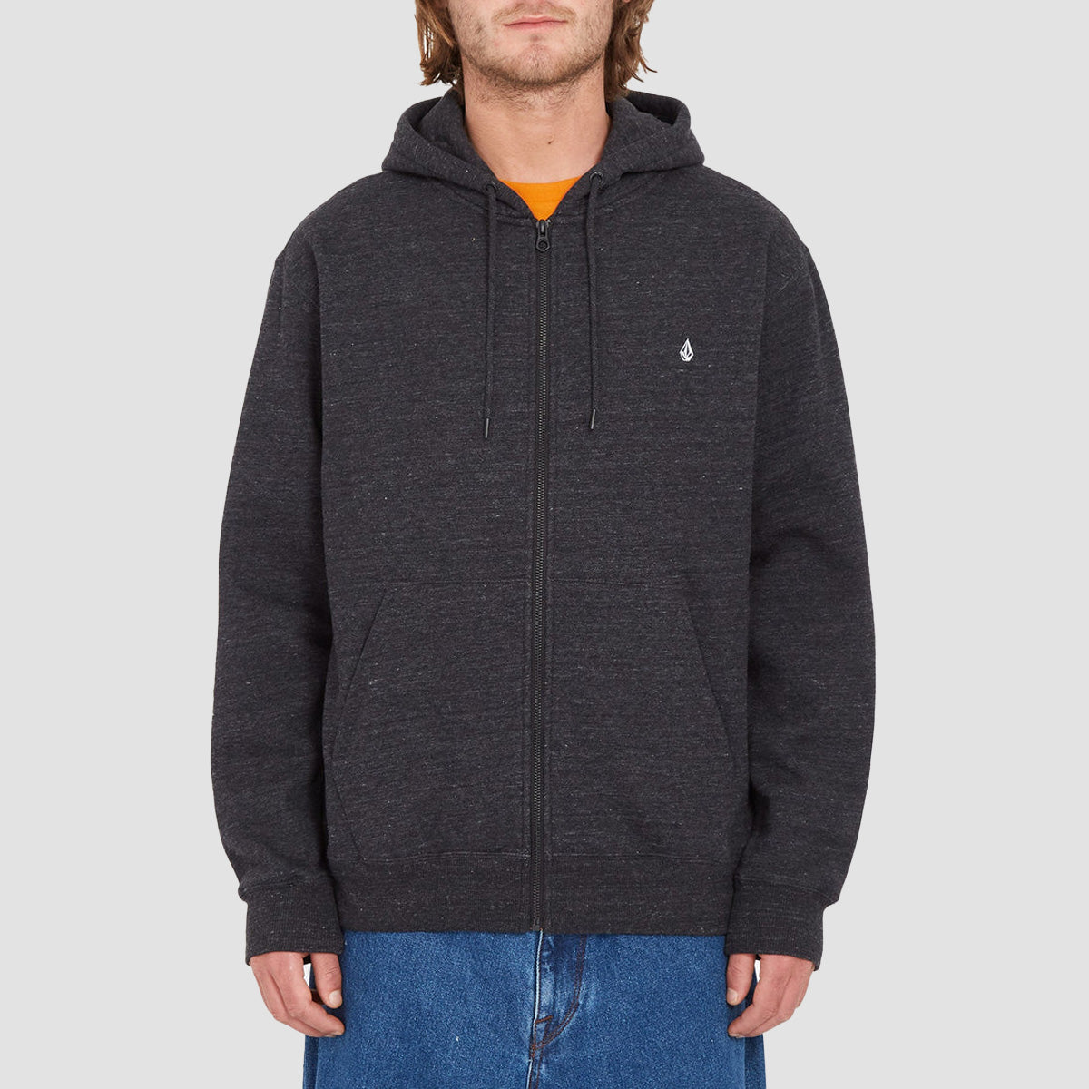 Volcom Single Stone Zip Hoodie Heather Black