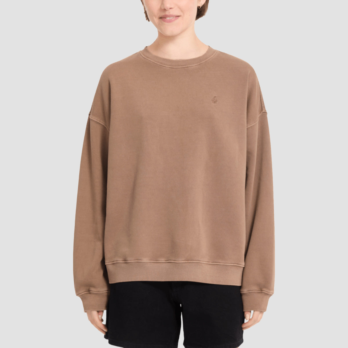 Volcom Stone Soft Crew Sweatshirt Pale Khaki - Womens