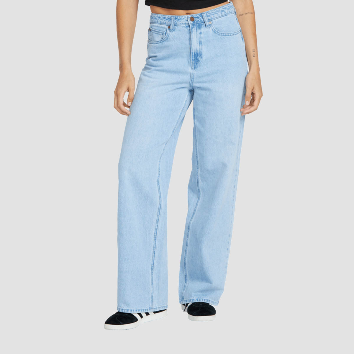 Volcom Stoned High Rise Relaxed Fit Jeans Blue Bird - Womens