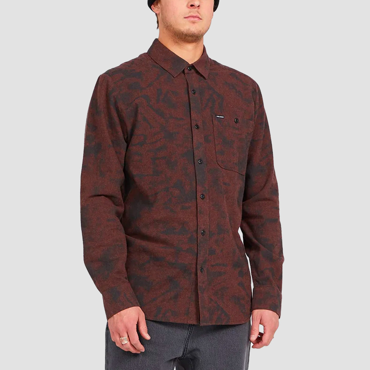 Volcom Tie Dye Flannel Longsleeve Shirt Mahogany