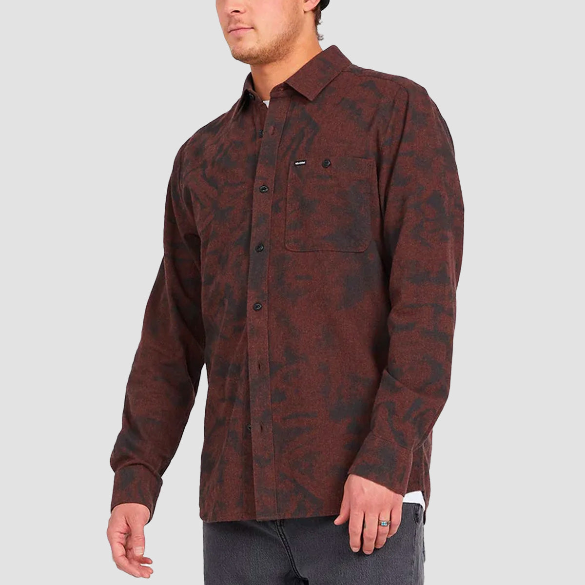 Volcom Tie Dye Flannel Longsleeve Shirt Mahogany