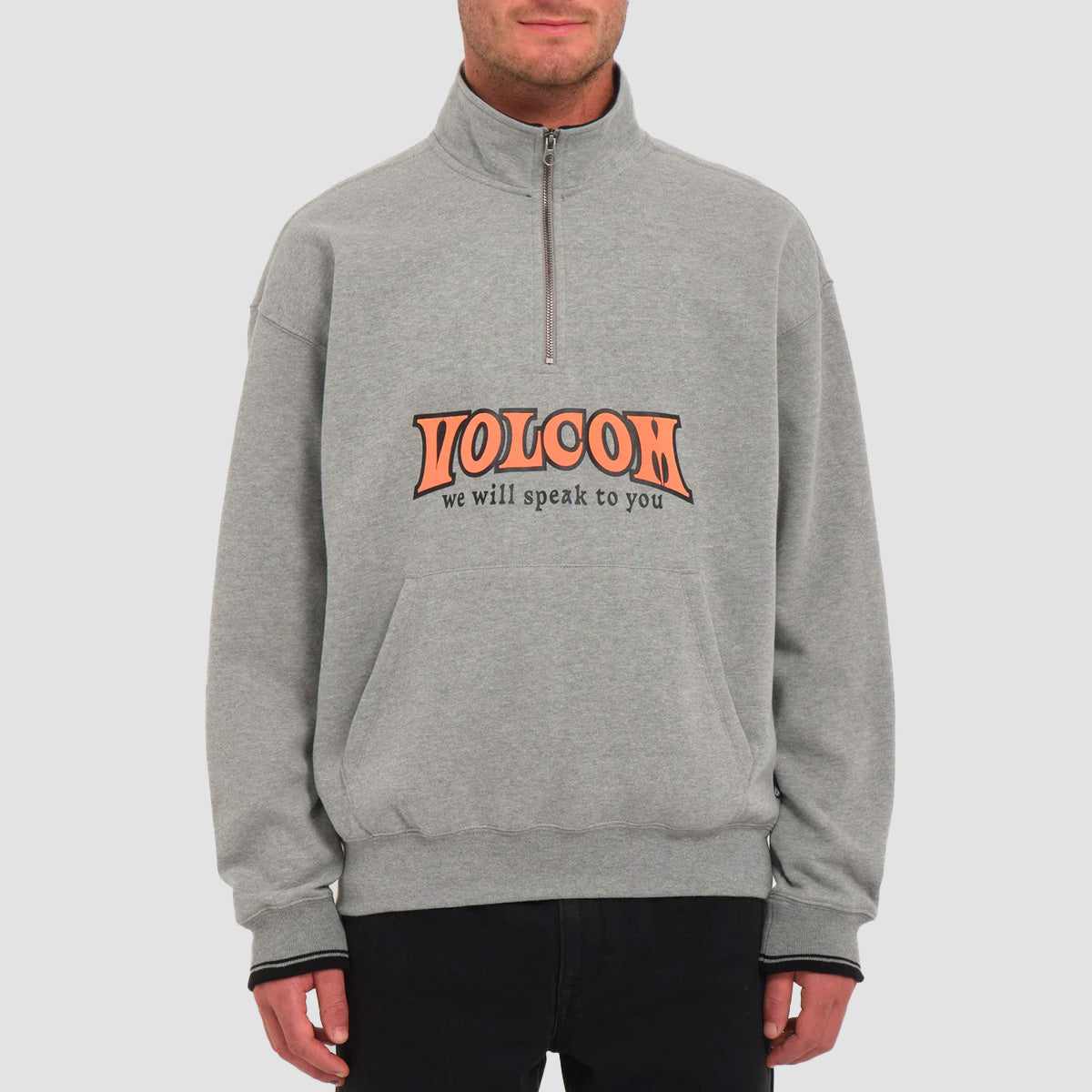 Volcom Varsity Play The Game Mock Neck Sweatshirt Heather Grey