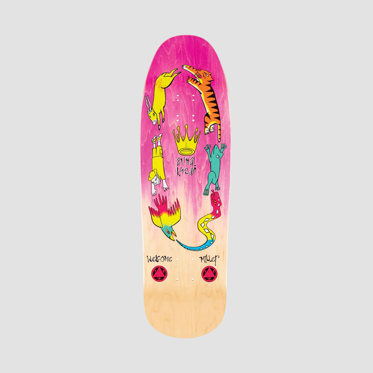 Welcome Animal Kingdom Chris Miller Pro Model On Gaia Skateboard Deck Pink/Natural Stain - 9.6"