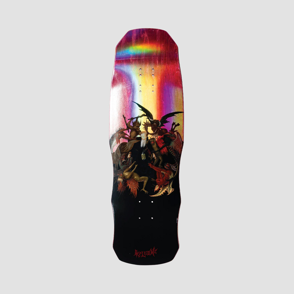 Welcome Torment On Dark Lord Skateboard Deck Dark Red Stain/Prism Foil - 9.85"