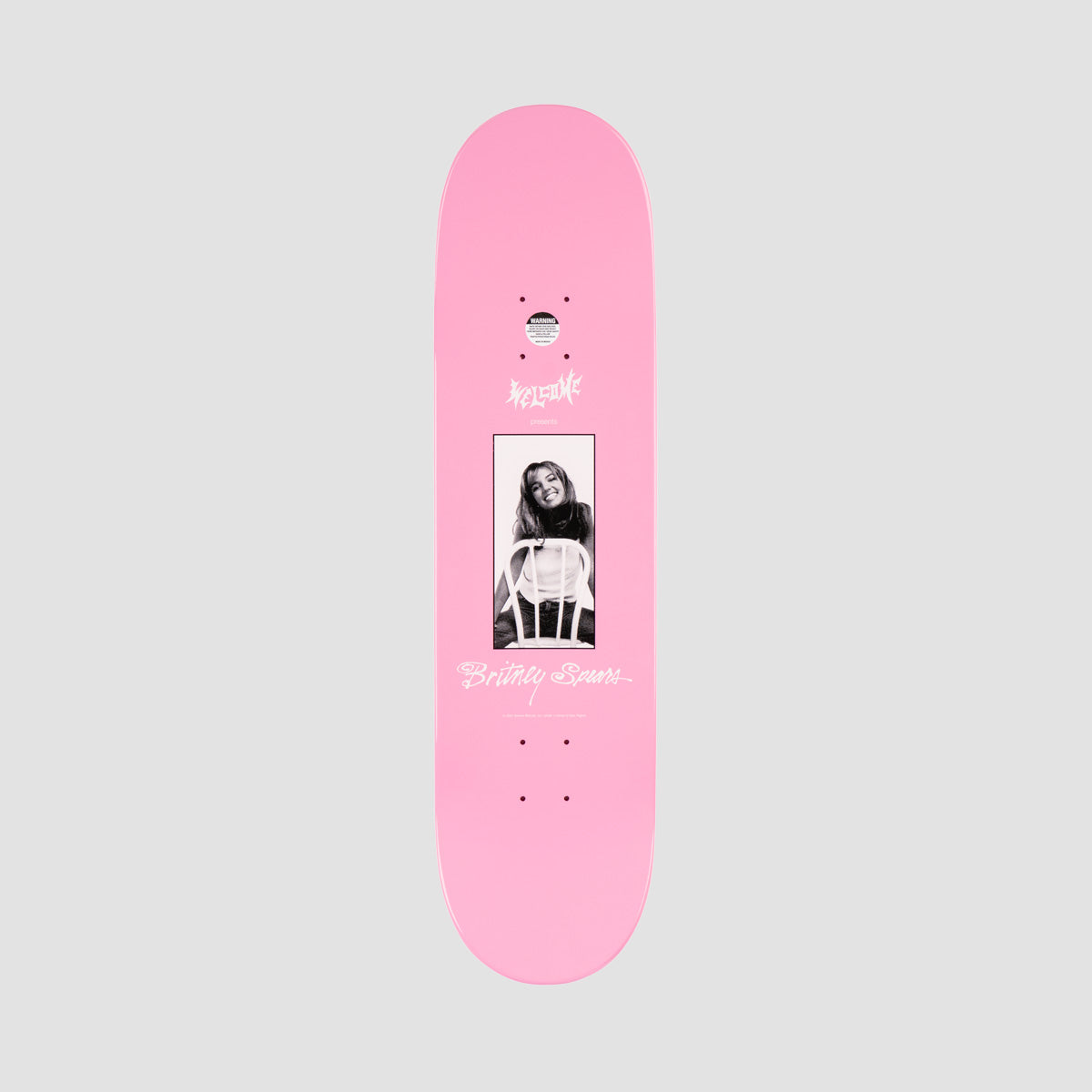 Welcome X Britney Sprears Baby One More Time Skateboard Deck Pink Glitter - 8.25"