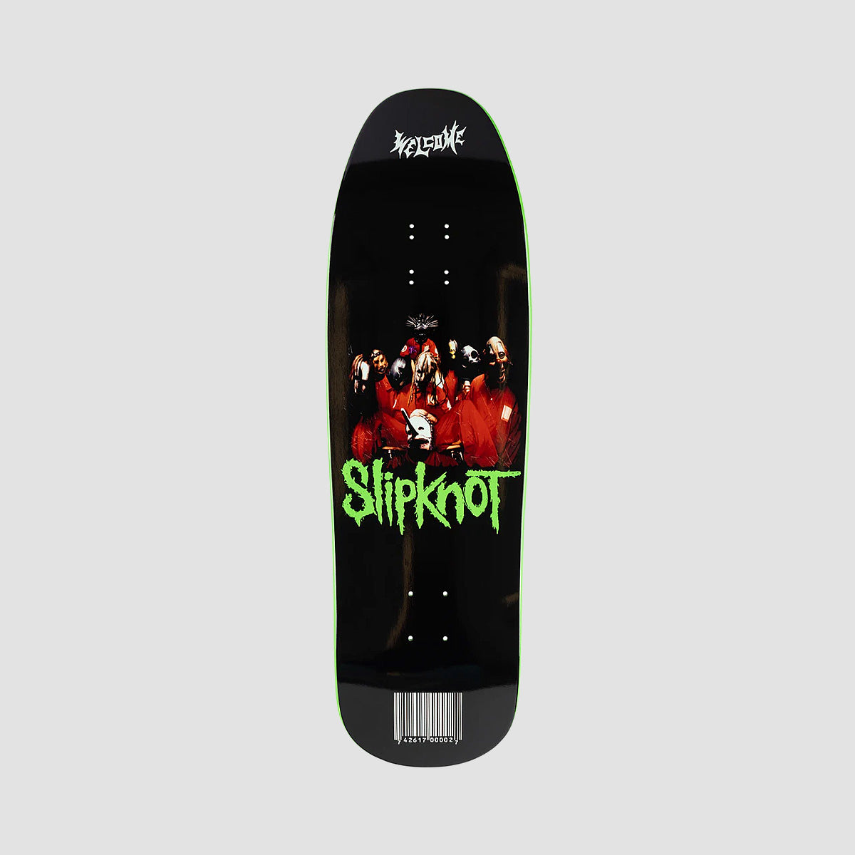 Welcome X Slipknot Self-Titled on Gaia Skateboard Deck Black/Green Dip - 9.67"