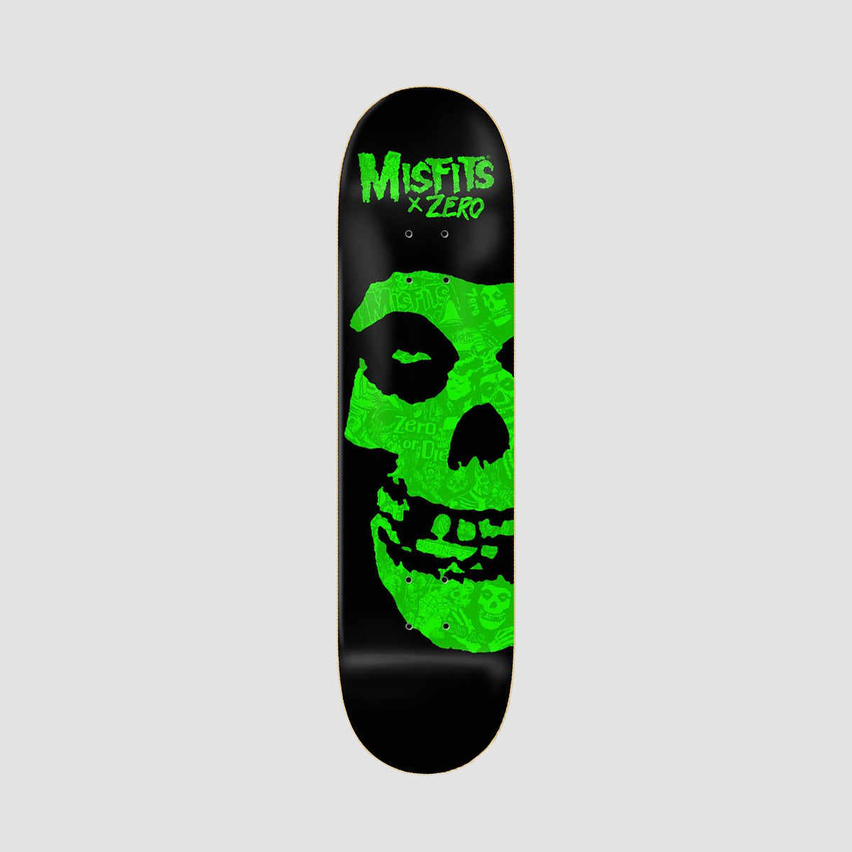 Zero Misfits Fiend Skull Collage Skateboard Deck Green - 8.375"