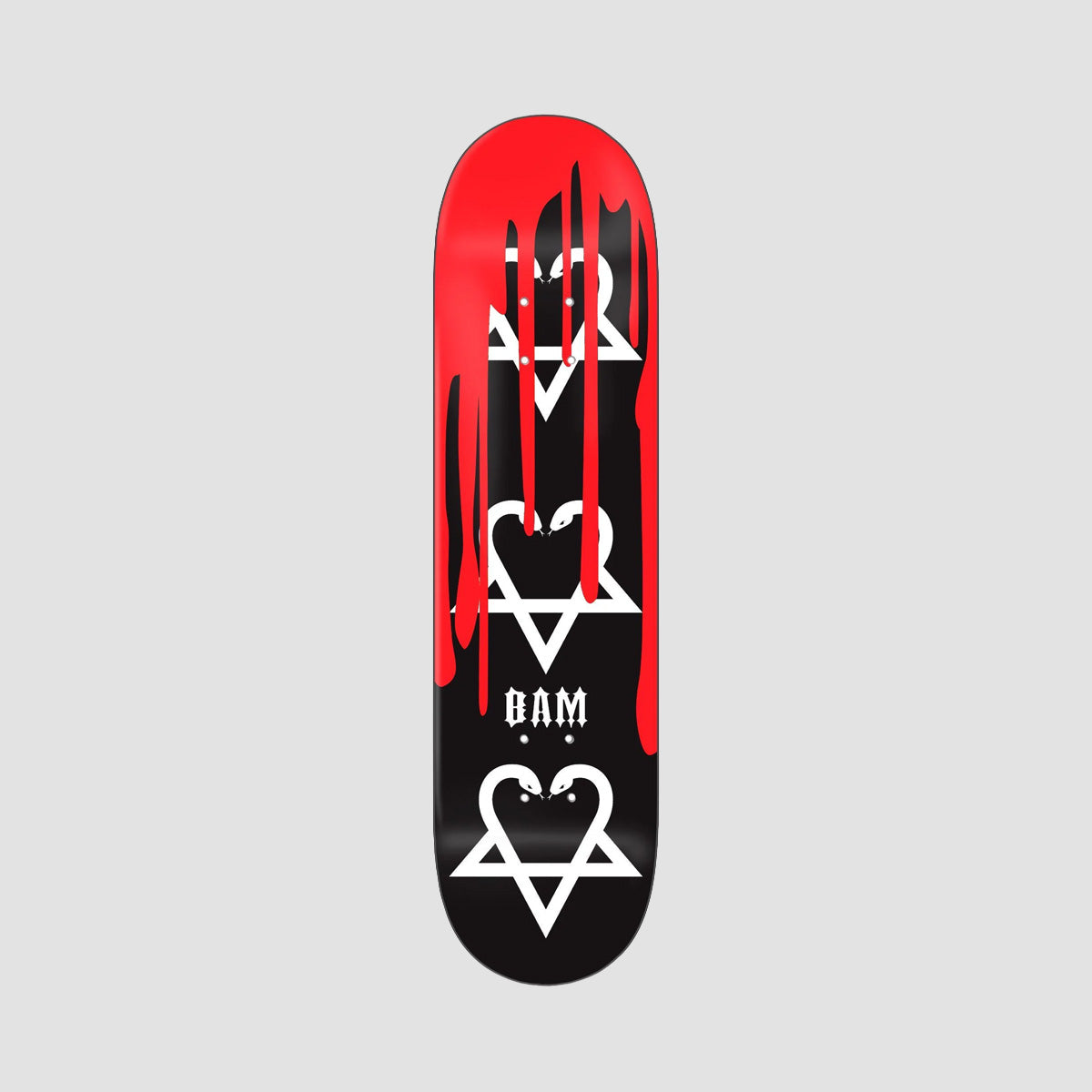 Zero X Bam Margera Snake-A-Gram With Blood Skateboard Deck Black Dip - 8.25"