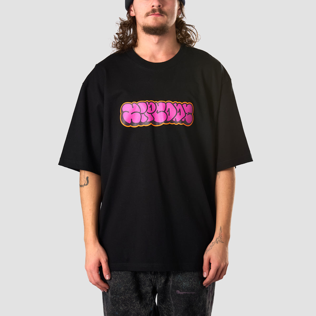 Zipcode Throw Up Oversized T-Shirt Black