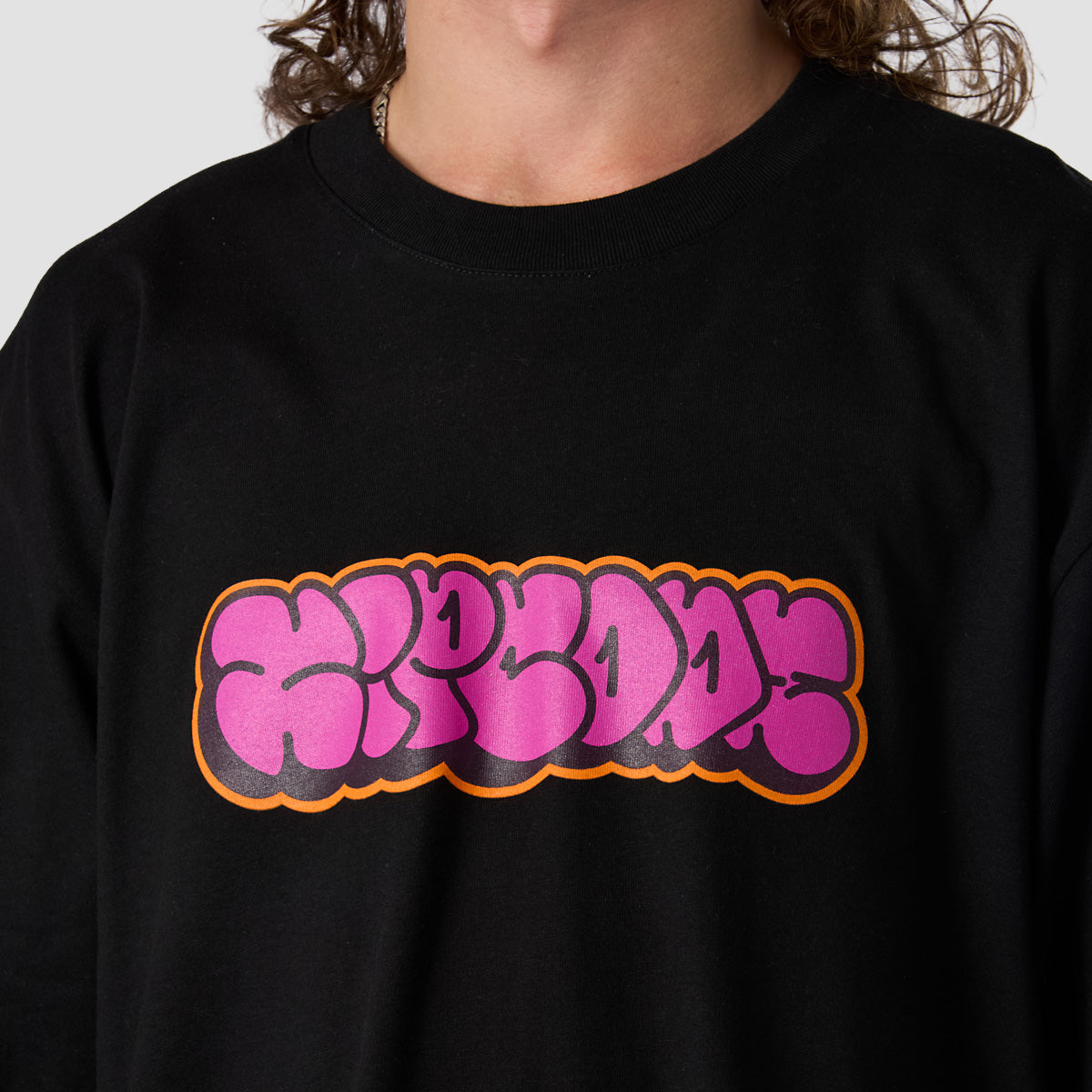 Zipcode Throw Up Oversized T-Shirt Black