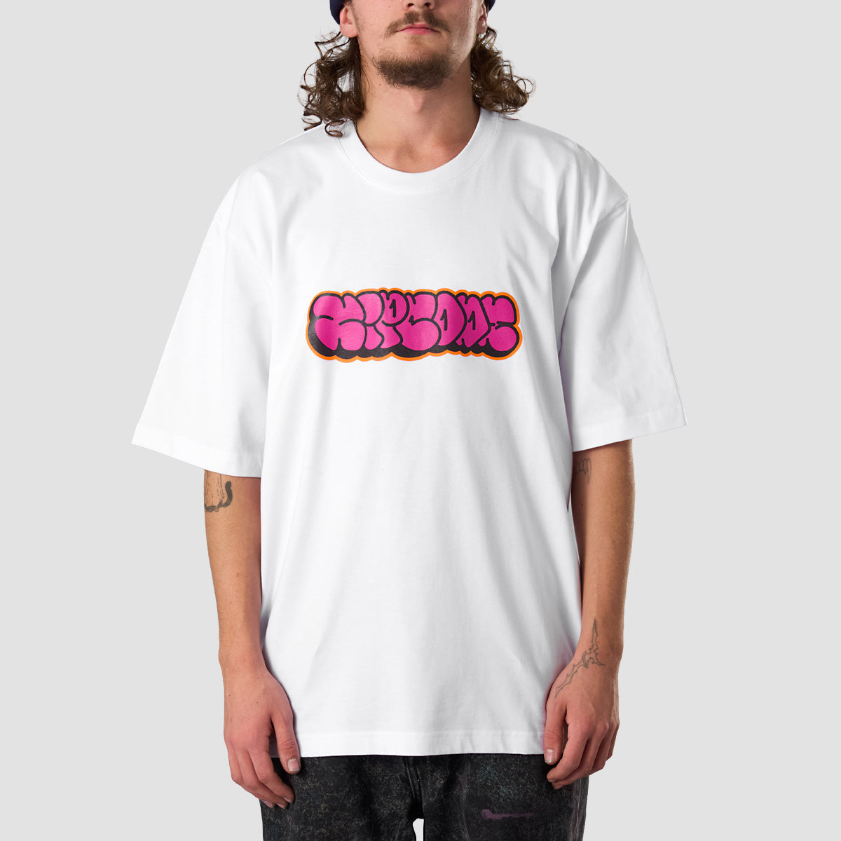 Zipcode Throw Up Oversized T-Shirt White