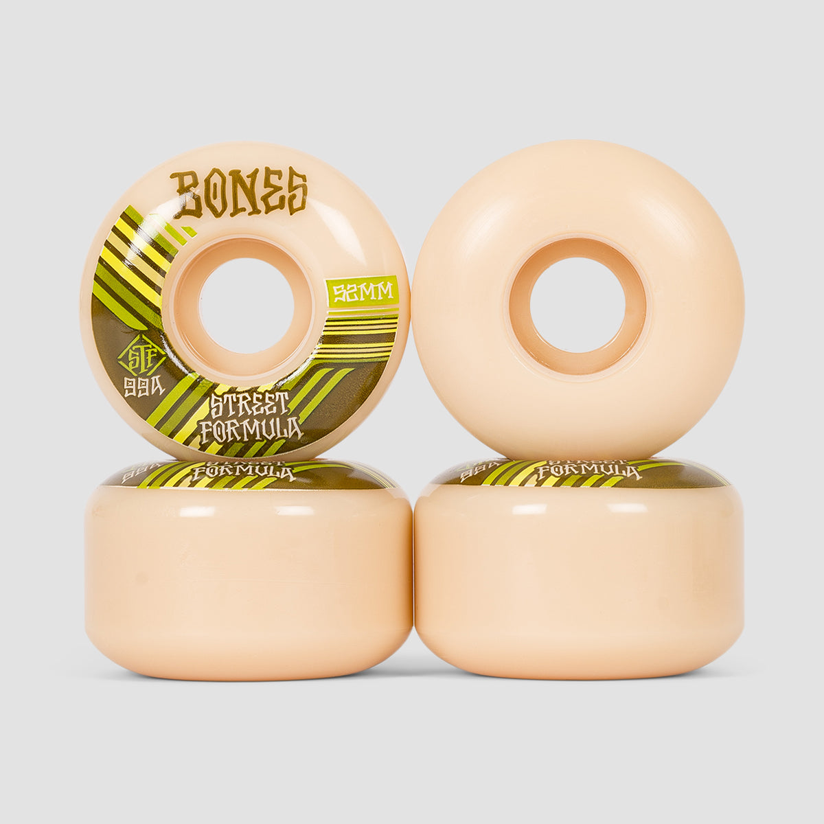 Bones Retros V4 Wide 99A STF Skateboard Wheels White 52mm