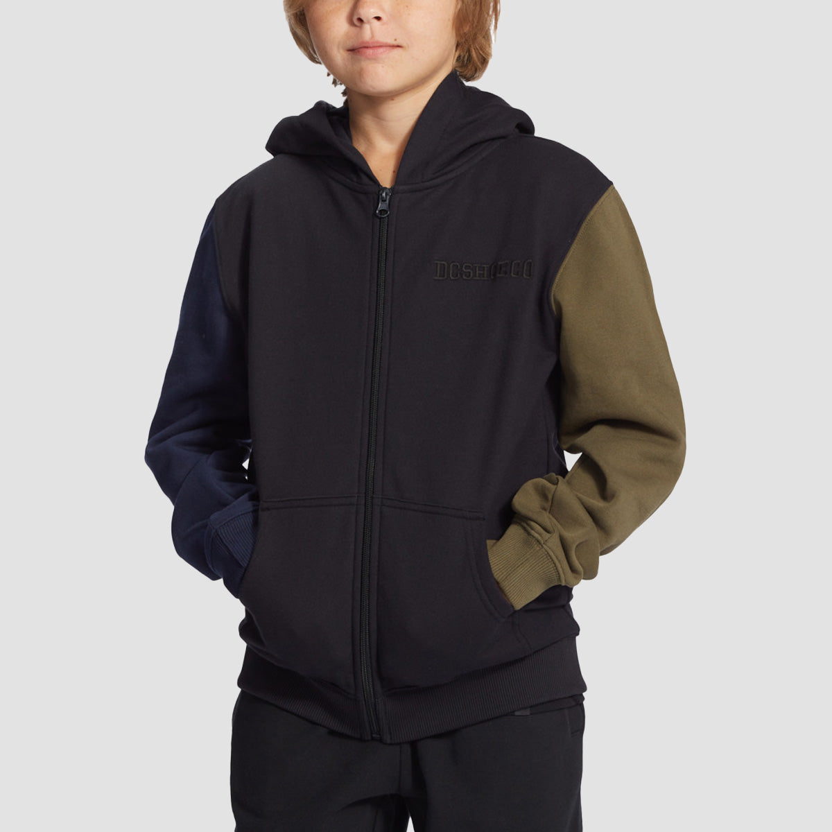 DC Riot 2 Zip Hoodie Black Colour Block - Kids