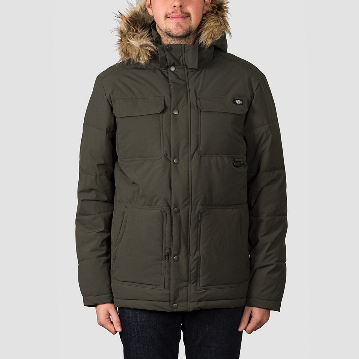 Dickies Manitou Quilted Parker Jacket Olive Green - rollersnakes.co.uk