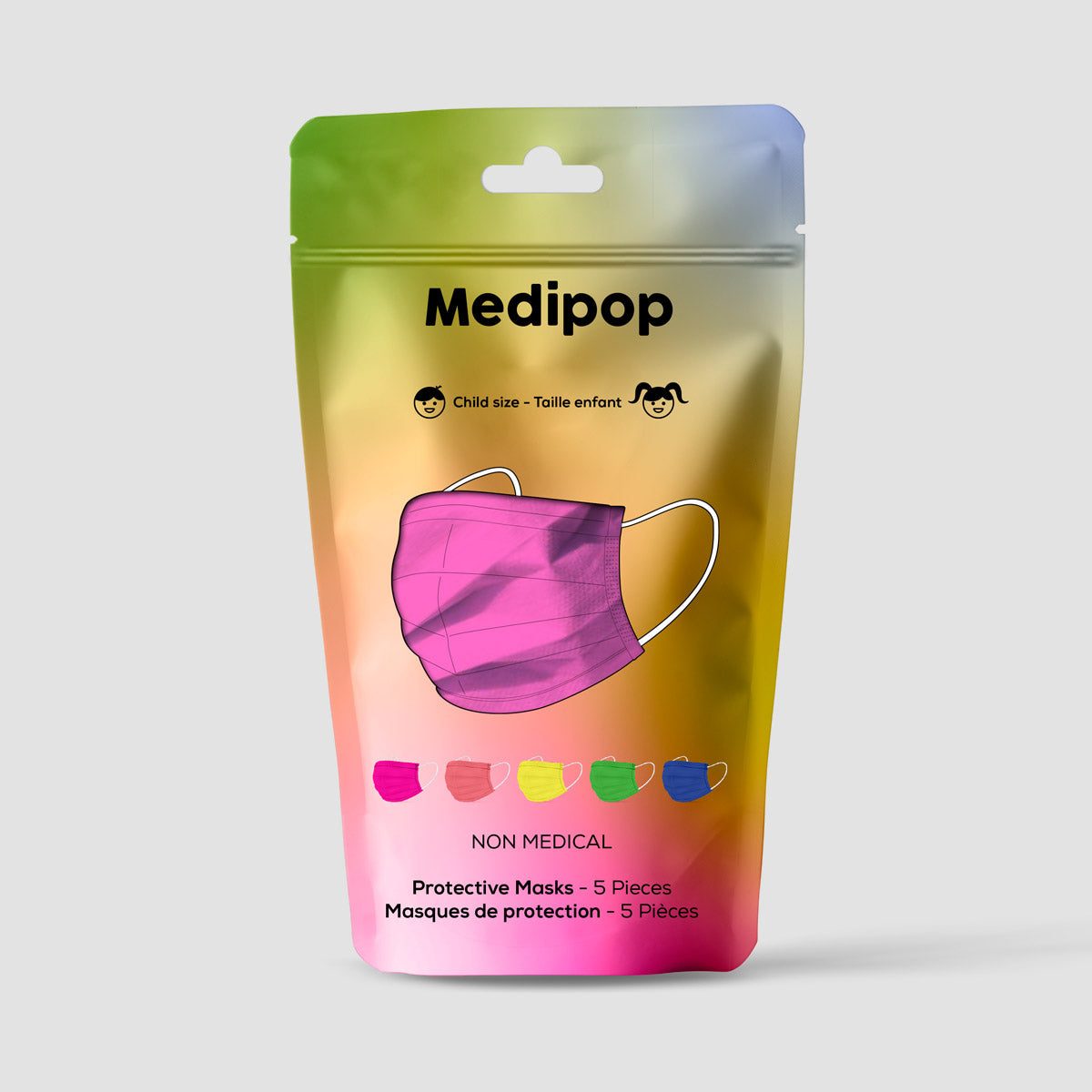 Medipop D Mask Desposable 5 Pack Rainbow Mix - Kids