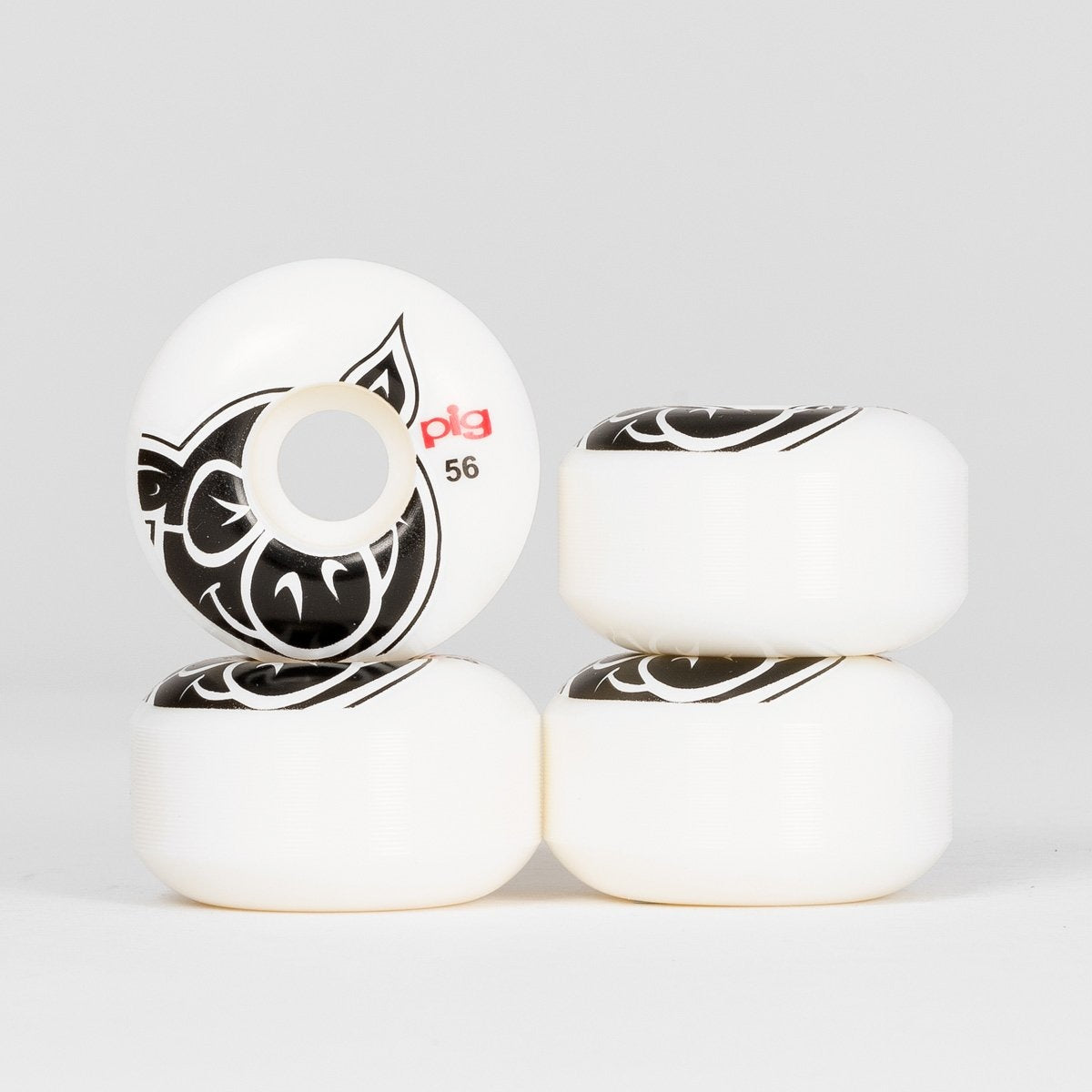 Pig Head Logo Natural Wheels White 56mm - Skateboard