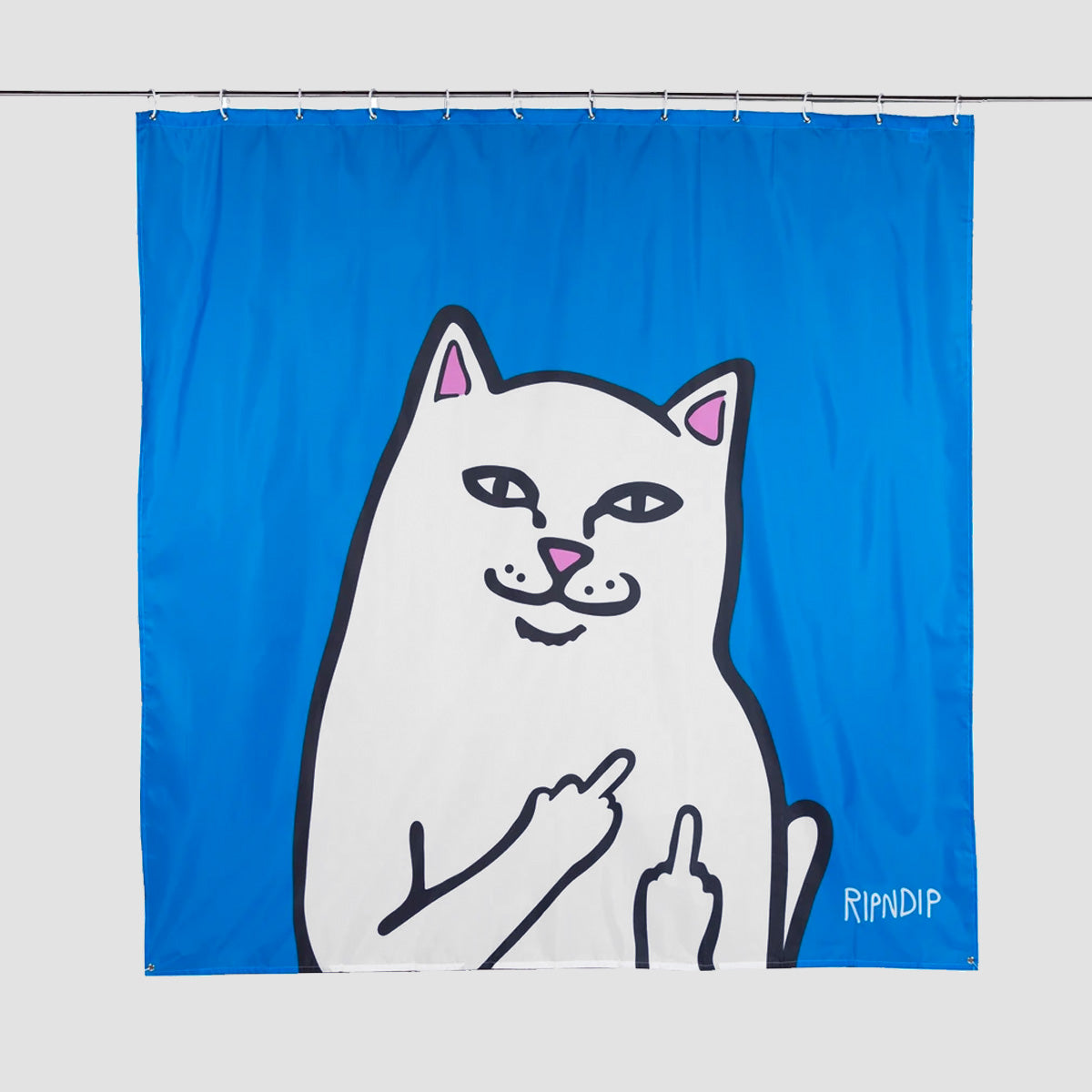 Ripndip Lord Nermal Shower Curtain Blue