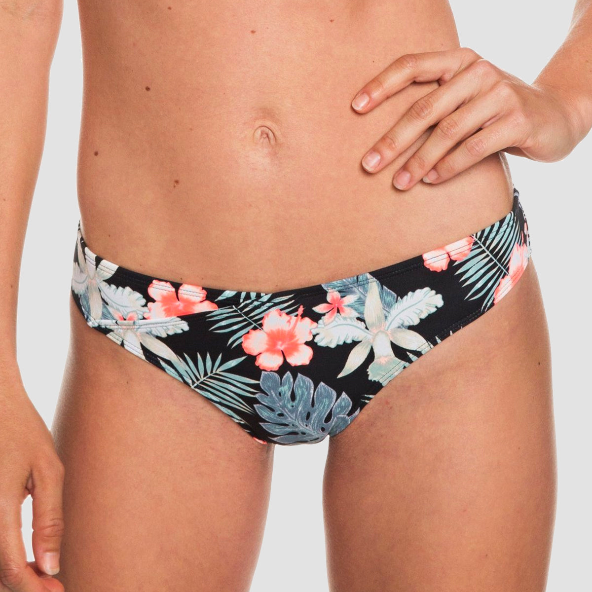 Roxy Beach Classics Regular Bikini Bottoms Anthracite Tropicalababa Swim - Womens