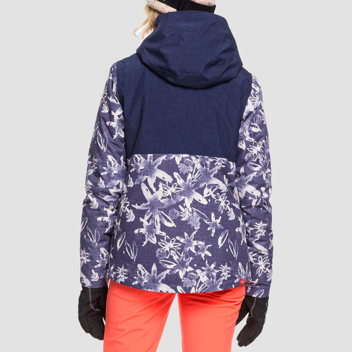 Roxy Jetty Block Snow Jacket Mid Denim Bleached Flowers - Womens