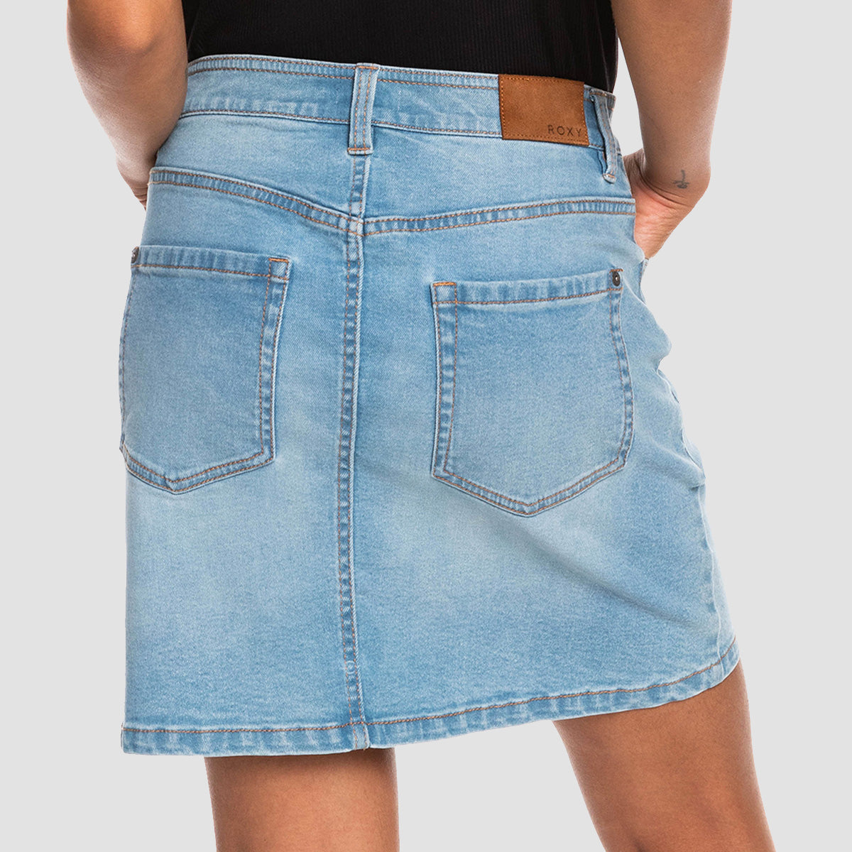 Roxy Lovely Romance Denim Skirt Light Blue - Womens