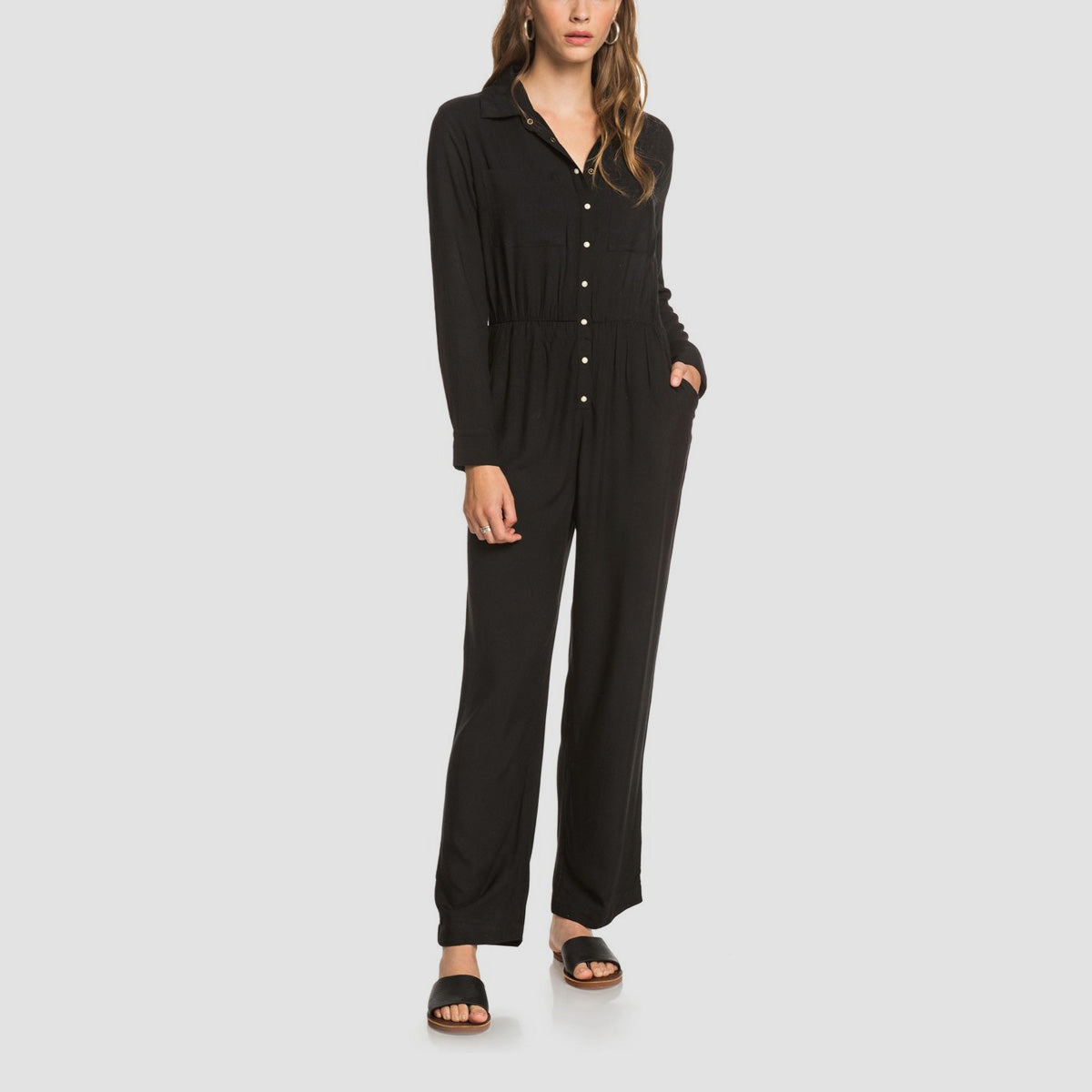 Roxy Sliding Doors Long Sleeve Jumpsuit Anthracite - Womens