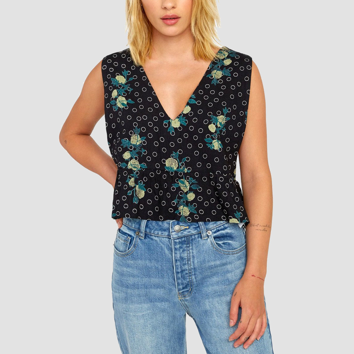 RVCA Eastern Peplum Top Black - Womens