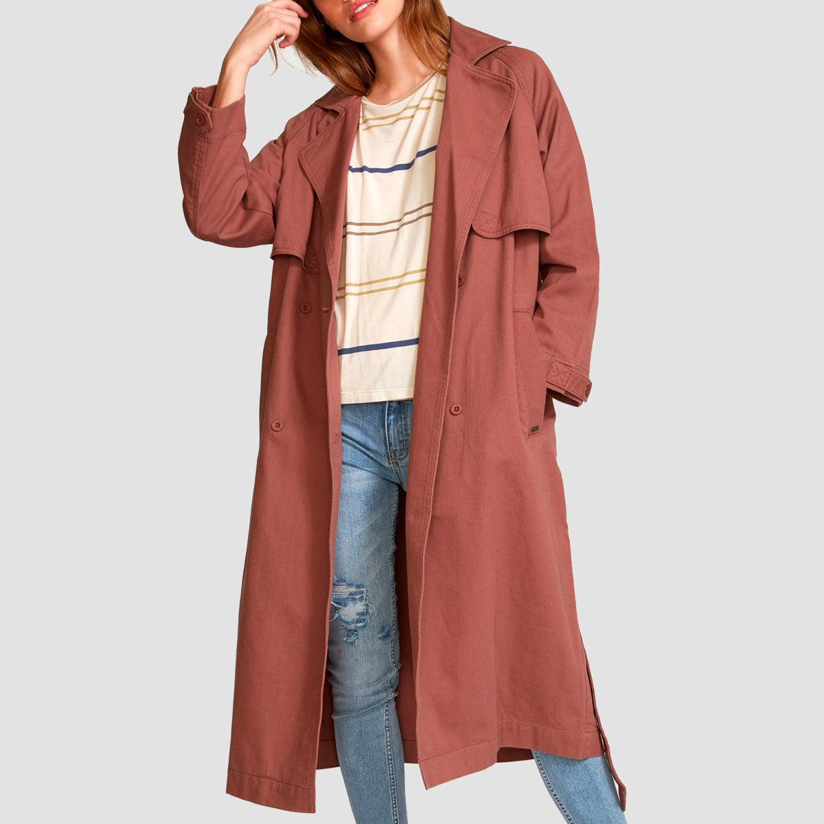 RVCA Larson Trench Coat Nutmeg Womens
