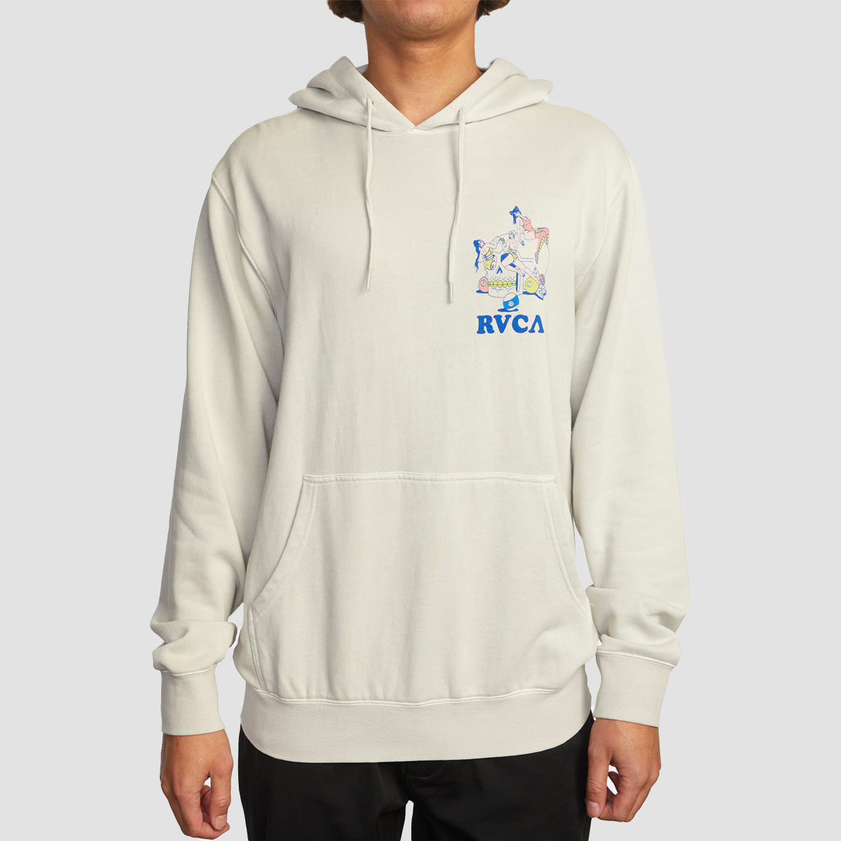 RVCA Luke Pelletier X Kristen Liu Wong Skull Club Pullover Hoodie Silver Bleach