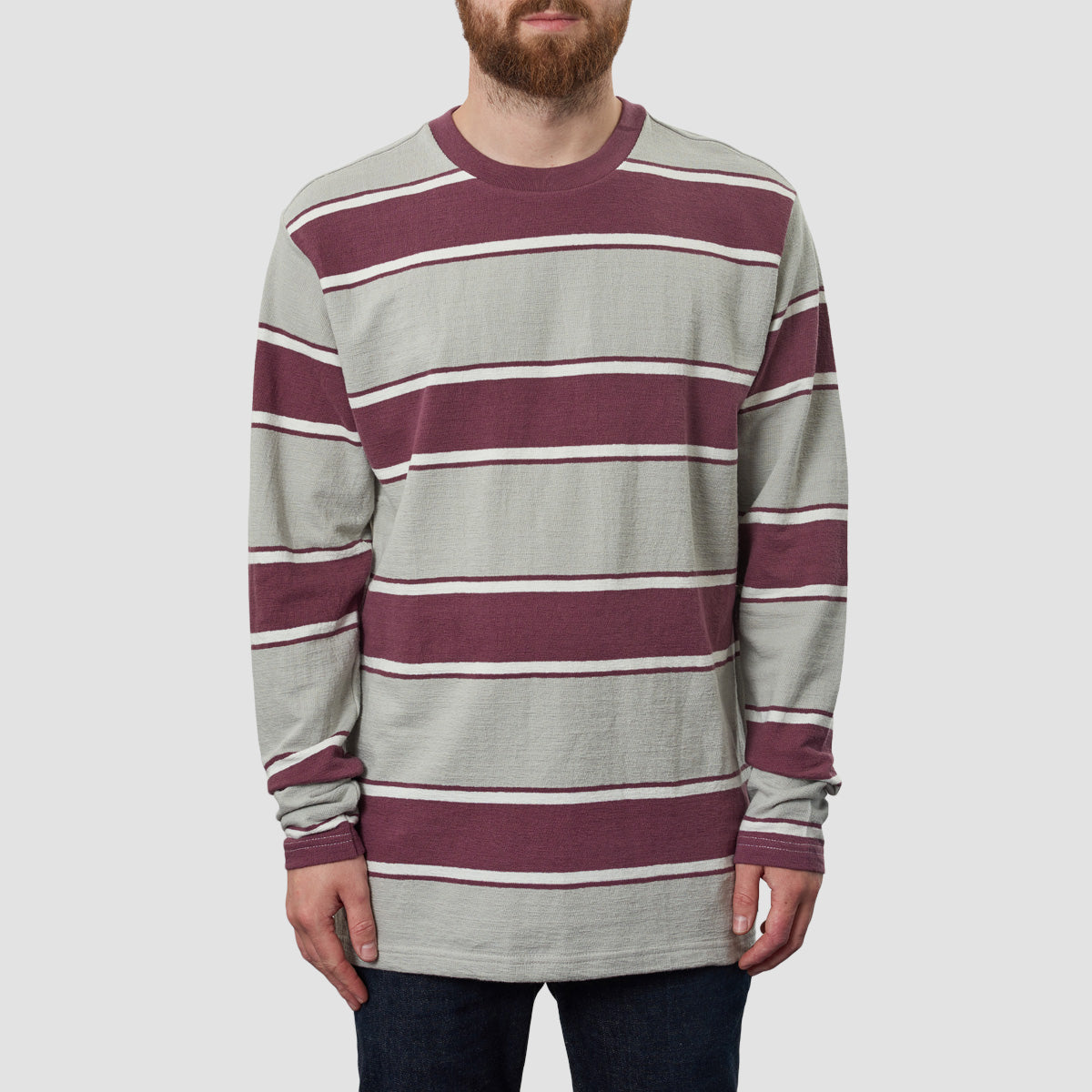 RVCA Reducer Stripe Longsleeve T-Shirt Oxblood Red